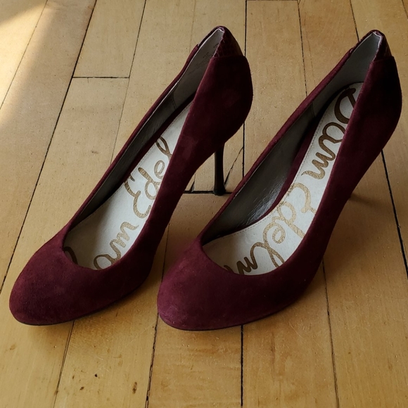 Sam Edelman Burgandy Suede Heels Sz 6M - Picture 2 of 5